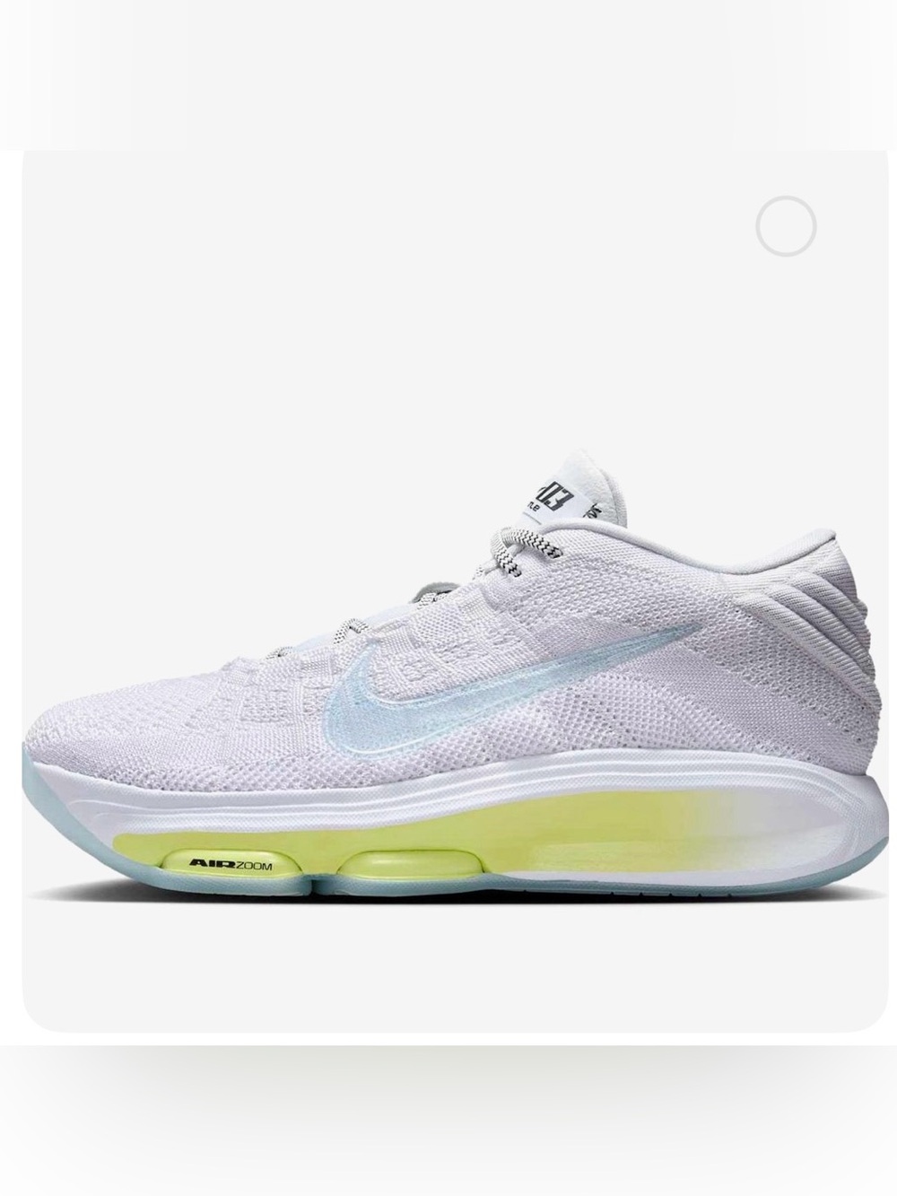 Nike Air Zoom G.T. Hustle 3 Pure Platinum Glacier Blur Basketball Shoes Sz 8